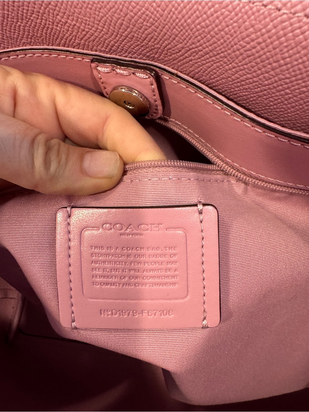 SALE! Coach Signature Large Tote Khaki & Pink Leather Pink Interior Authentic - Picture 6 of 9
